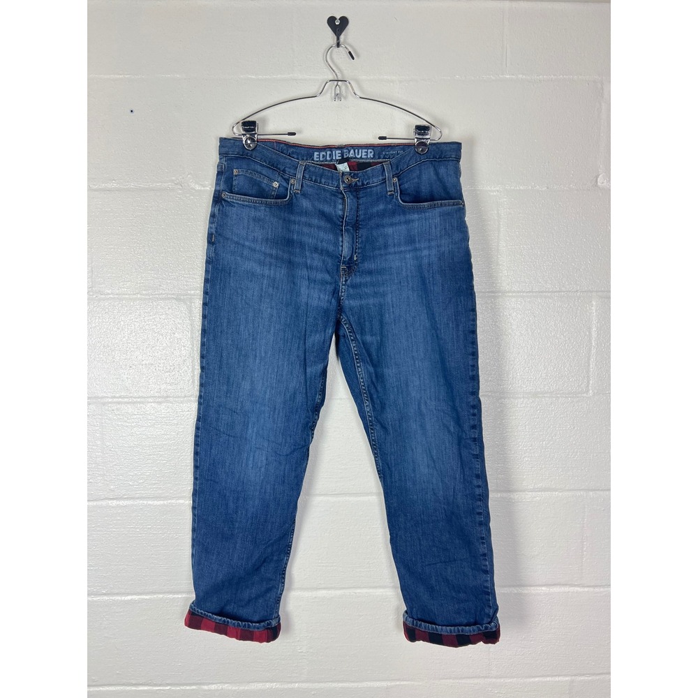 Eddie Bauer Mens Flannel Lined Straight Fit Jeans Blue 36x30 EB7435602-R-DME-R
